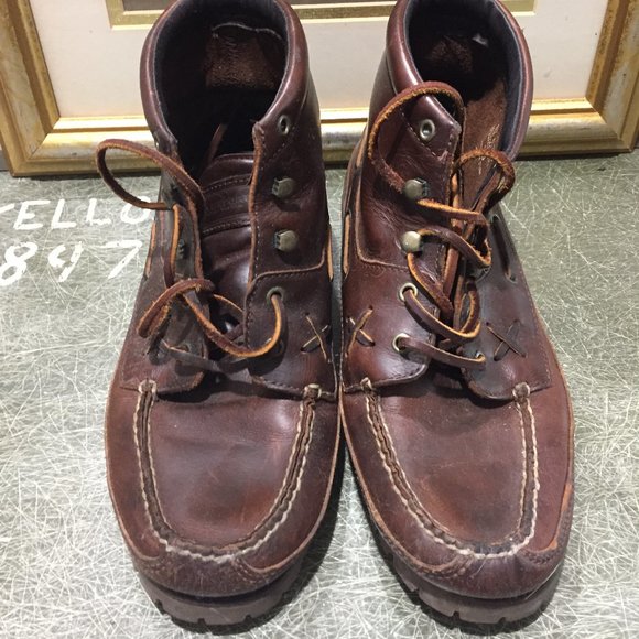 VINTAGE POLO SPORTS LEATHER BOAT BOOTS SIZE 9D - Picture 2 of 13